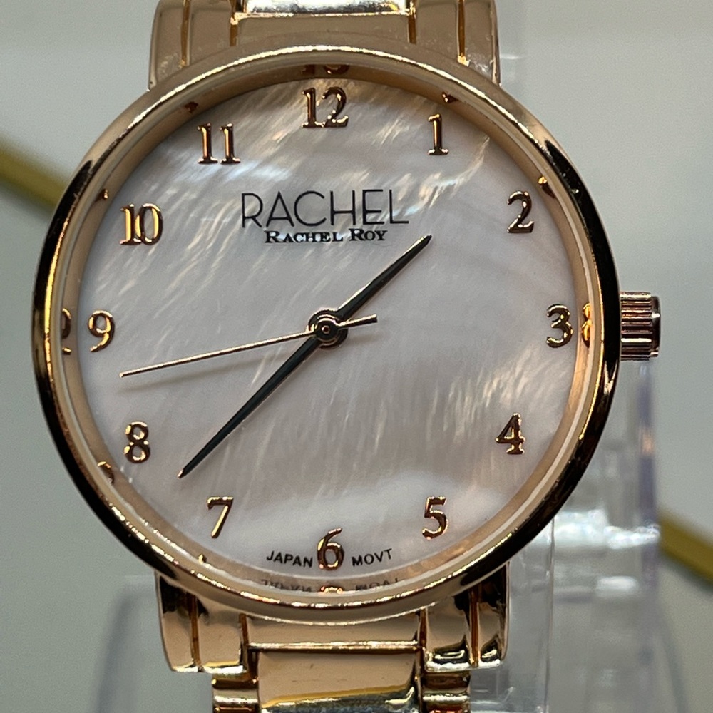 RACHEL ROY rose gold color mother, pearl face!  7 3/4 size